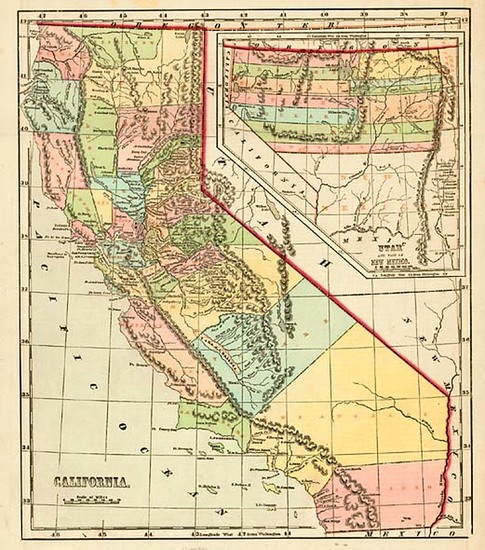 24-Southwest, Rocky Mountains and California Map By Sidney Morse