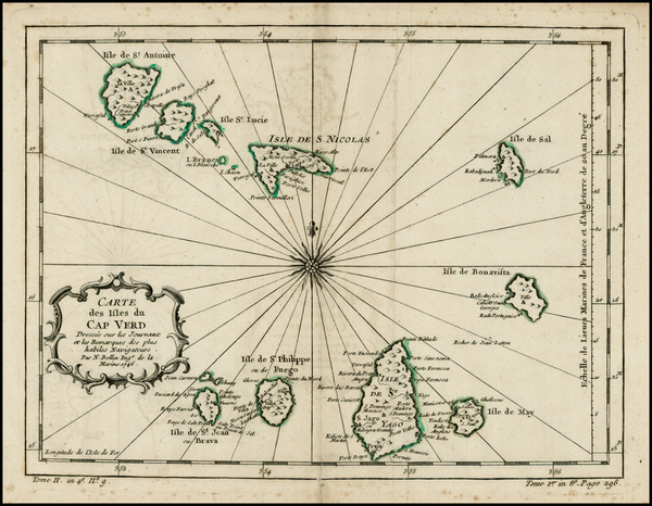 56-Portugal and Balearic Islands Map By Jacques Nicolas Bellin