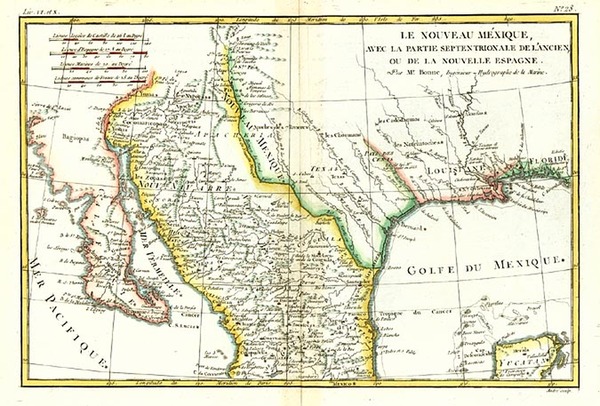 76-Texas, Southwest, Mexico and Baja California Map By Rigobert Bonne