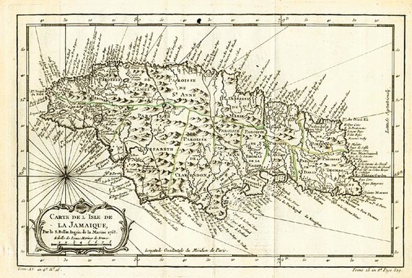 62-Caribbean Map By Jacques Nicolas Bellin