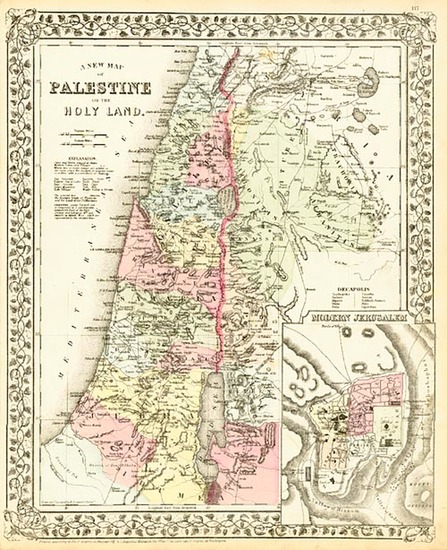 71-Asia and Holy Land Map By Samuel Augustus Mitchell Jr.