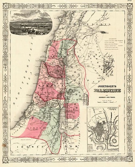 60-Asia and Holy Land Map By Benjamin P Ward  &  Alvin Jewett Johnson