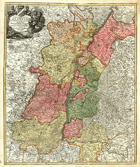 49-Europe, Switzerland, France and Germany Map By Johann Baptist Homann