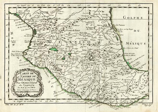 53-Mexico Map By Jacques Nicolas Bellin
