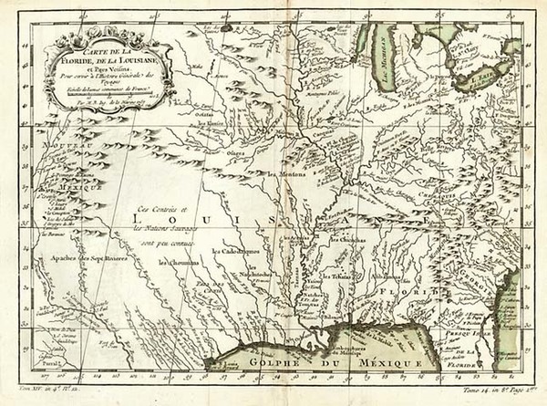 25-South, Southeast, Midwest and Southwest Map By Jacques Nicolas Bellin