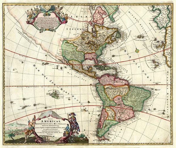 36-World, Western Hemisphere, South America and America Map By Johann Baptist Homann