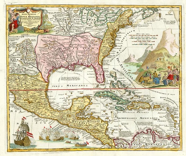 83-South, Southeast, Texas and Midwest Map By Johann Baptist Homann