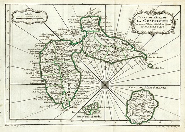 21-Caribbean Map By Jacques Nicolas Bellin