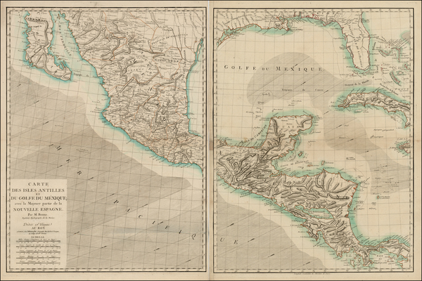 96-Florida, South, Southeast, Texas, Mexico and Baja California Map By Rigobert Bonne