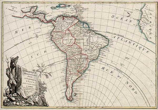 27-South America Map By Jean Janvier  &  Giovanni Antonio Rizzi-Zannoni