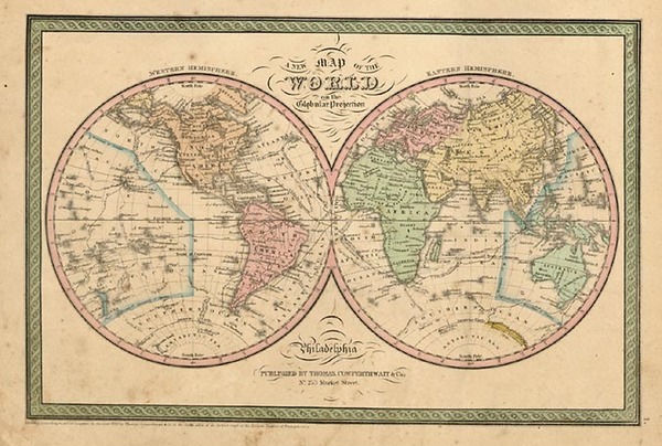 80-World and World Map By Thomas, Cowperthwait & Co.