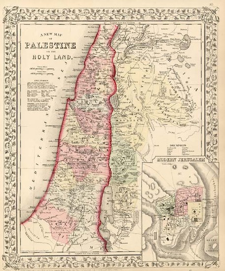 47-Asia and Holy Land Map By Samuel Augustus Mitchell Jr.