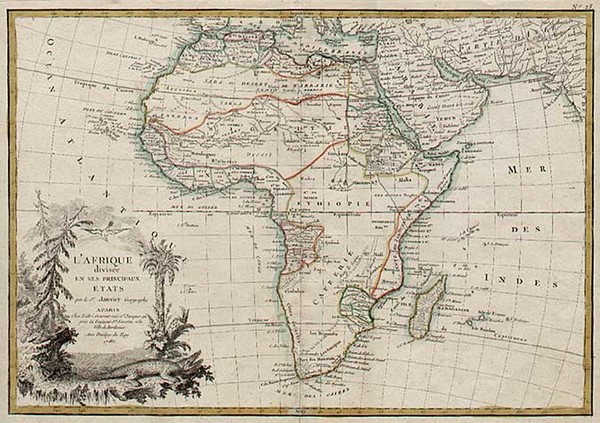 88-Africa and Africa Map By Jean Janvier  &  Giovanni Antonio Rizzi-Zannoni