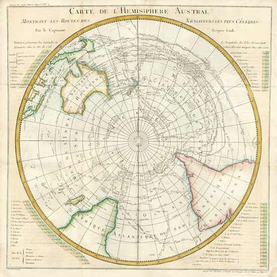 22-World, Polar Maps, Australia & Oceania, Australia and Oceania Map By Jacques Nicolas Bellin