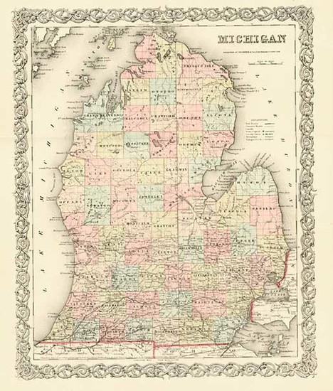 61-Midwest Map By Joseph Hutchins Colton