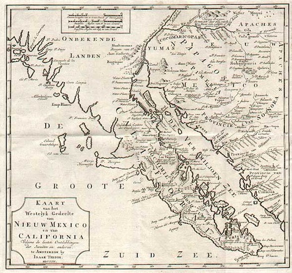 0-Southwest, Baja California and California Map By Issac Tirion