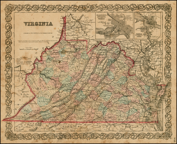 6-Mid-Atlantic and Southeast Map By Joseph Hutchins Colton