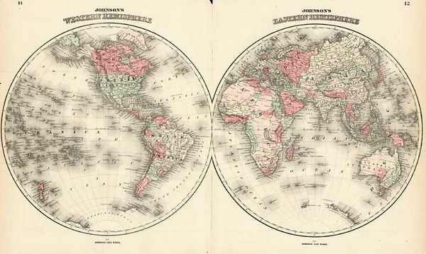 56-World and World Map By Benjamin P Ward  &  Alvin Jewett Johnson