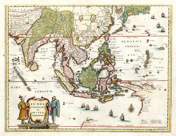 54-Asia, China, India, Southeast Asia, Australia & Oceania and Oceania Map By Matthaus Merian