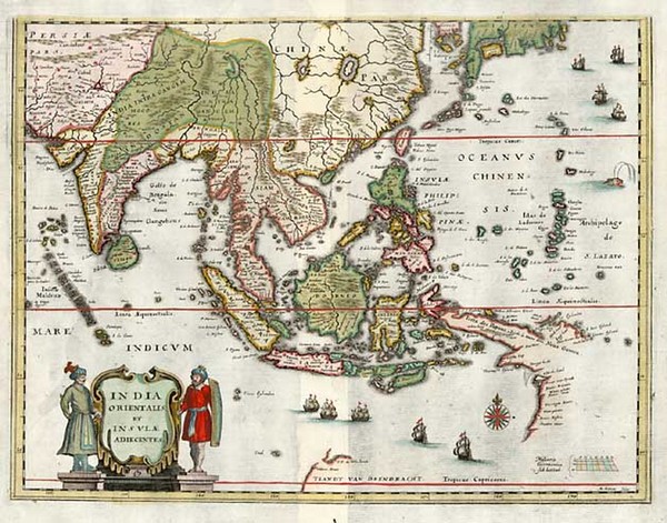 55-Asia, China, India, Southeast Asia, Australia & Oceania and Oceania Map By Matthaus Merian