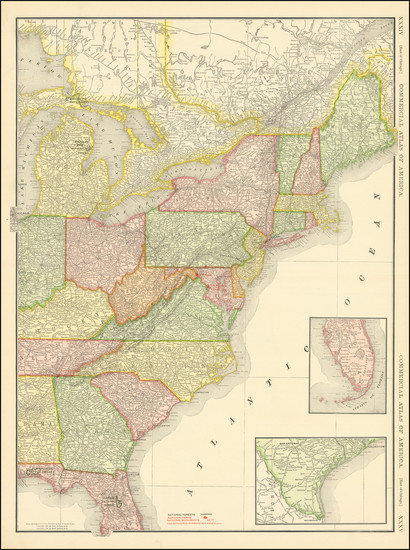 82-United States, New England, Mid-Atlantic, Southeast and Midwest Map By Rand McNally & Compa