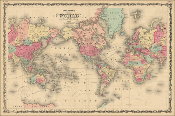 98-World Map By Alvin Jewett Johnson  &  Ross C. Browning