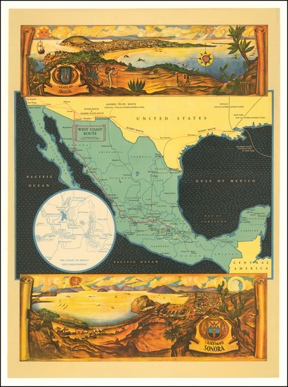 61-Texas, Southwest, Mexico, Baja California and California Map By Southern Pacific Railroad Compa