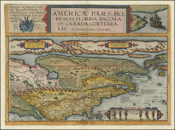 4-Polar Maps, United States and North America Map By Cornelis de Jode