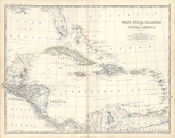 72-Caribbean and Central America Map By W. & A.K. Johnston