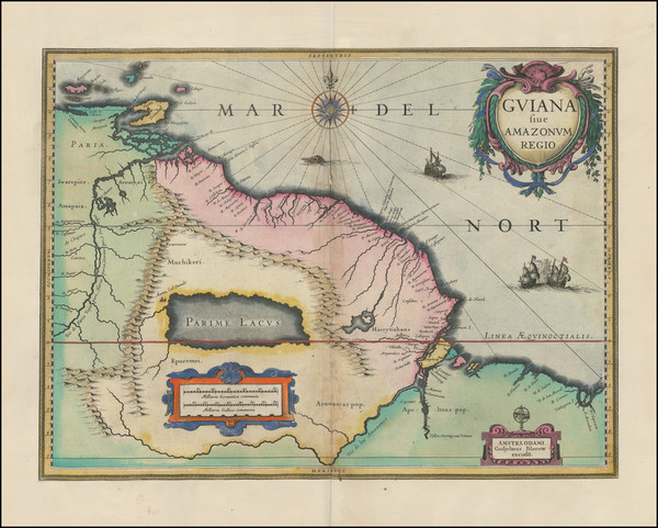 11-Brazil and Guianas & Suriname Map By Willem Janszoon Blaeu