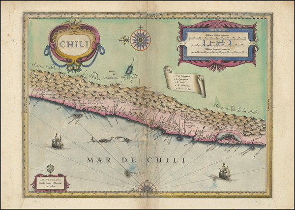 80-Chile Map By Willem Janszoon Blaeu