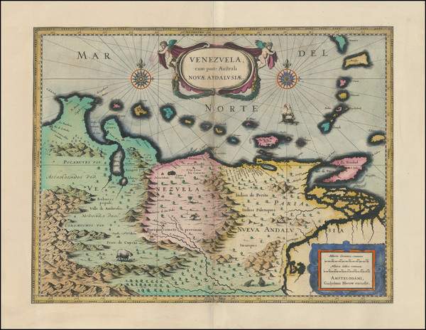 69-Venezuela Map By Willem Janszoon Blaeu