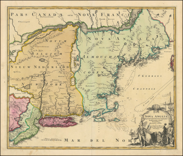 69-New England, New York State and Mid-Atlantic Map By Johann Baptist Homann