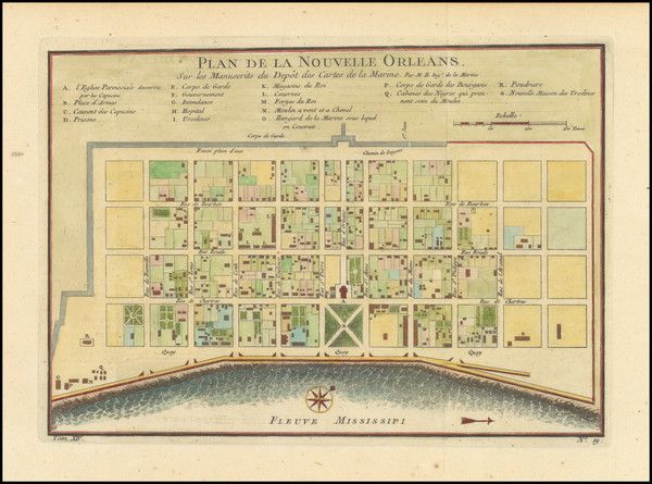 39-New Orleans Map By Jacques Nicolas Bellin