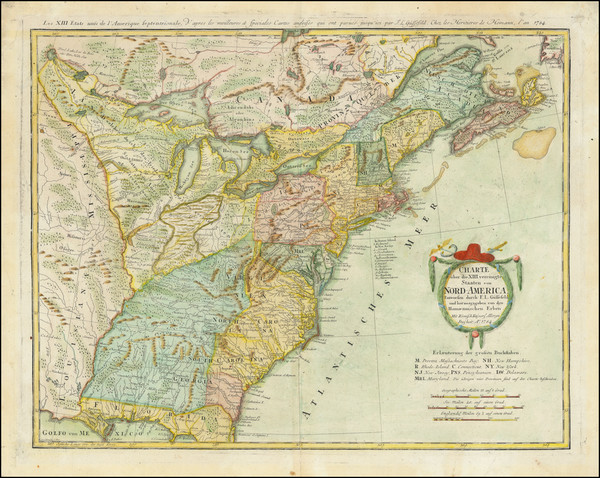 36-United States Map By Homann Heirs / Franz Ludwig Gussefeld