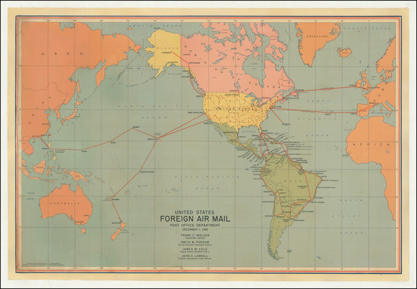 24-World and World War II Map By Division of Topography, Postmaster General