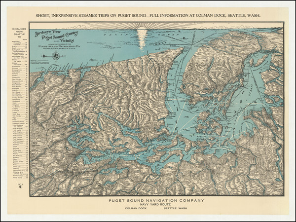 11-Washington and Canada Map By Puget Sound Navigation Company