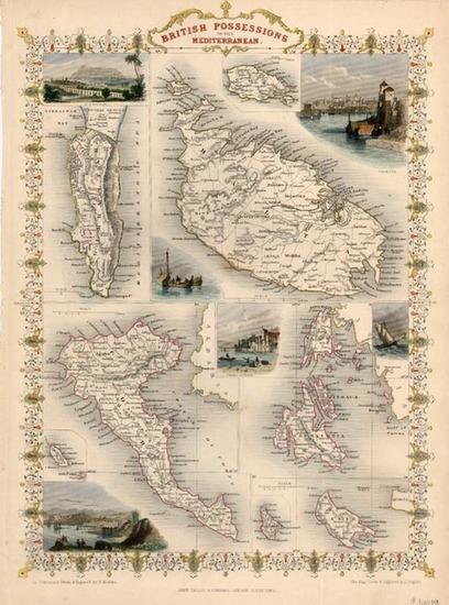 83-Europe, Mediterranean, Africa and Balearic Islands Map By John Tallis