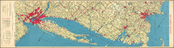 9-Connecticut, Massachusetts, New York City and New York State Map By U.S. Army Air Corps