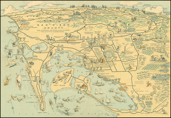 16-Pictorial Maps and San Diego Map By Lowell E. Jones