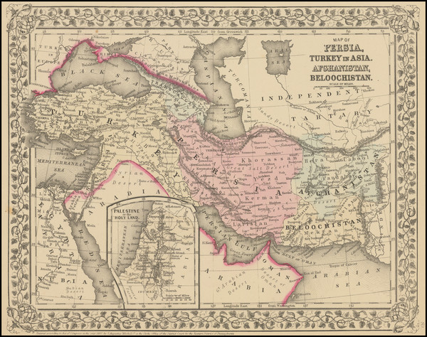 76-Central Asia & Caucasus, Persia & Iraq and Turkey & Asia Minor Map By Samuel August