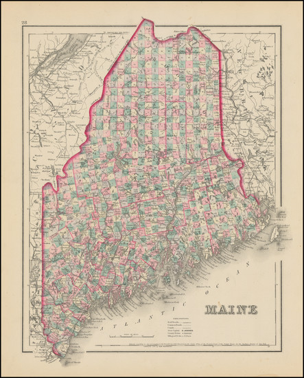 47-Maine Map By Joseph Hutchins Colton