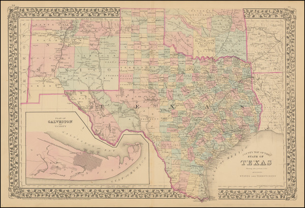 54-Texas Map By Samuel Augustus Mitchell Jr.