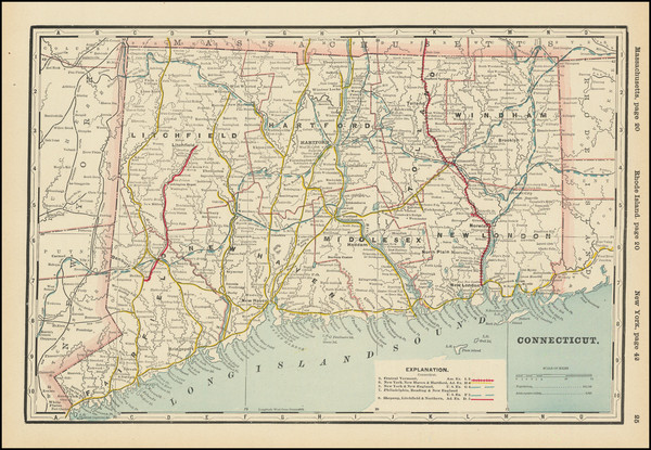 21-Connecticut Map By George F. Cram