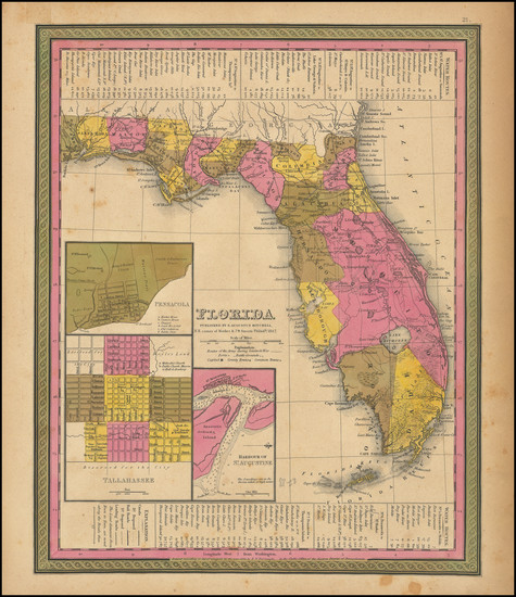 65-Florida Map By Samuel Augustus Mitchell