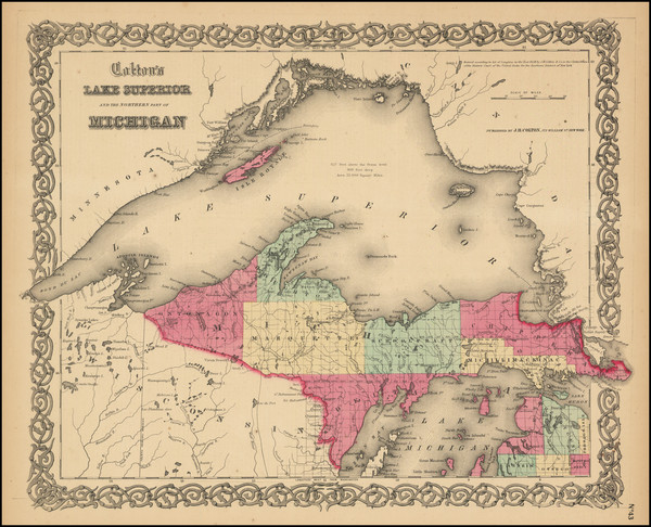 16-Michigan Map By Joseph Hutchins Colton