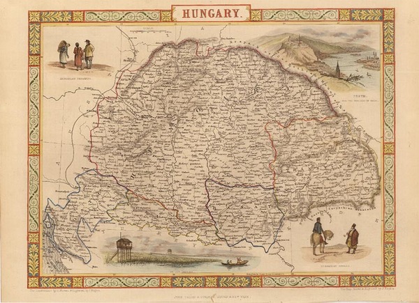 87-Europe, Hungary, Romania and Balkans Map By John Tallis