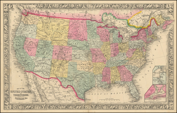 57-United States and Idaho Map By Samuel Augustus Mitchell Jr.