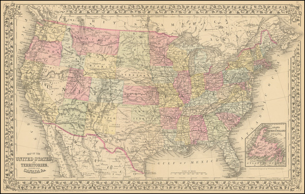 0-United States Map By Samuel Augustus Mitchell Jr.