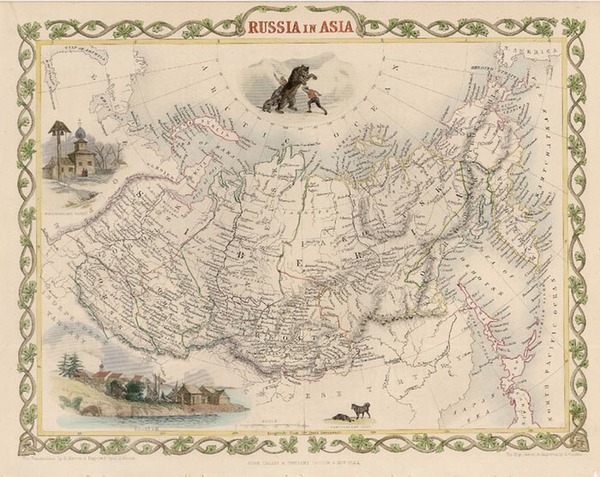 0-World, Polar Maps, Asia, Central Asia & Caucasus and Russia in Asia Map By John Tallis